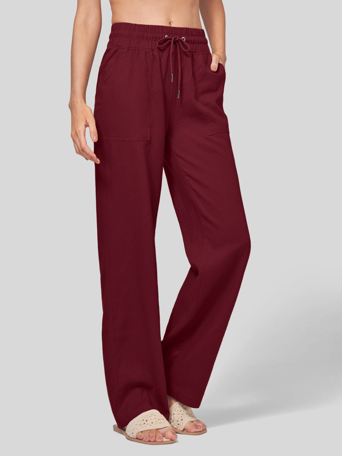 Women's Cotton Linen Easy Wide-Leg Pants