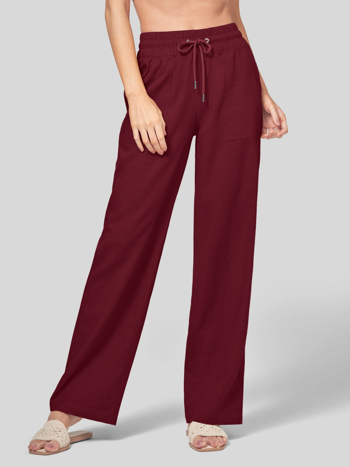 Women's Cotton Linen Easy Wide-Leg Pants