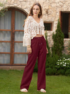 Women's Cotton Linen Easy Wide-Leg Pants