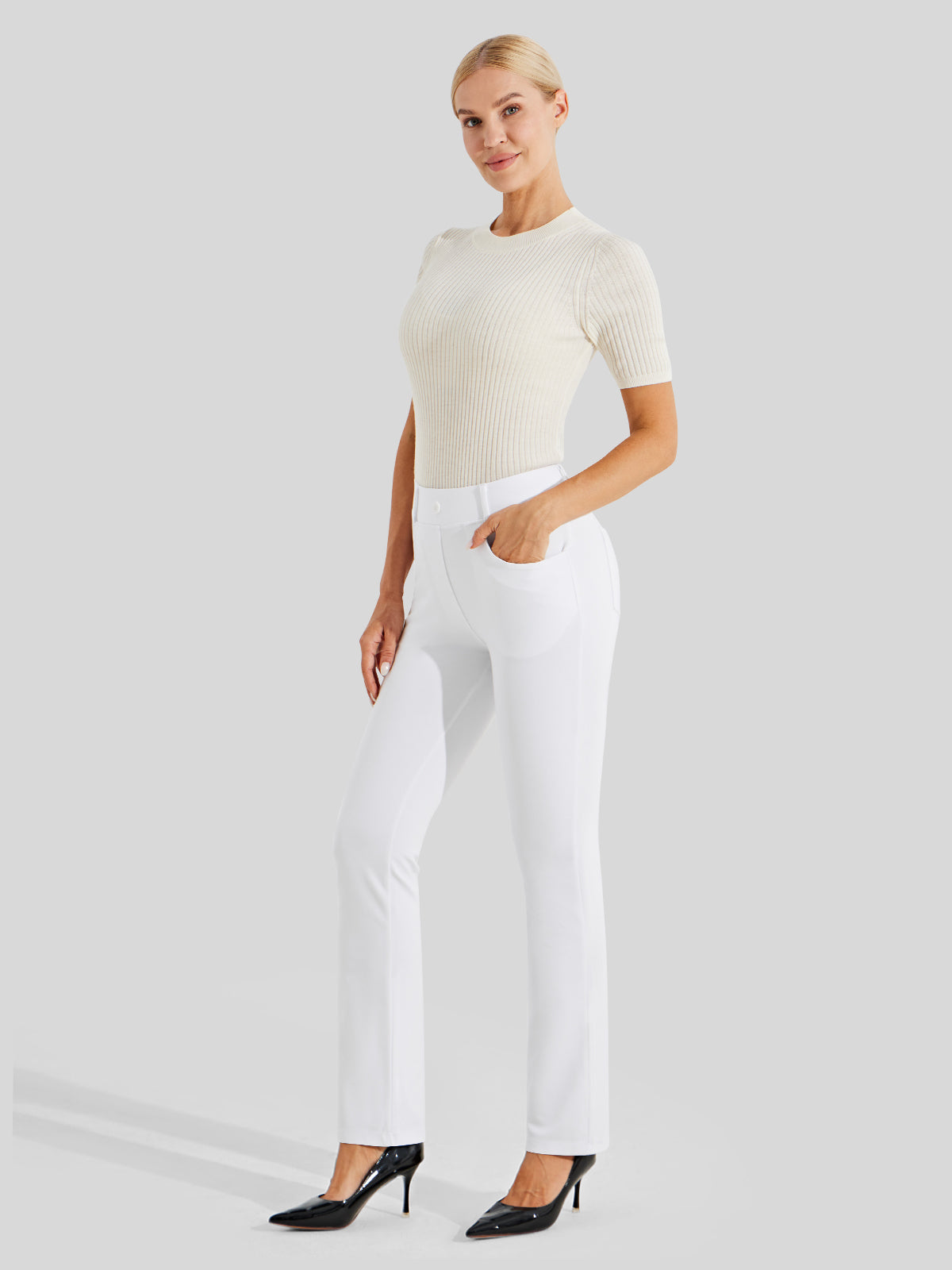 Women's Straight Leg Yoga Dress Pants Petite