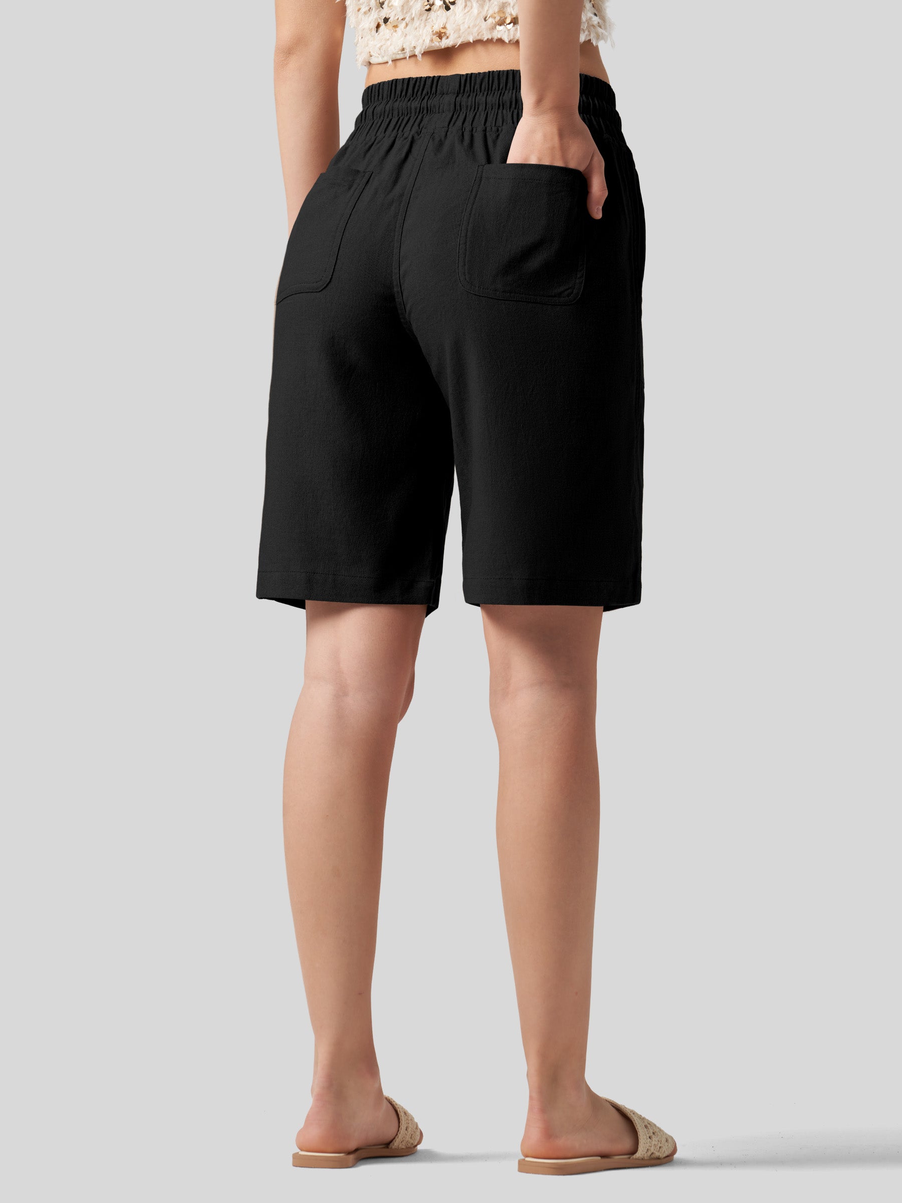 Women's Cotton Linen Easy Bermuda Shorts 10 Inch