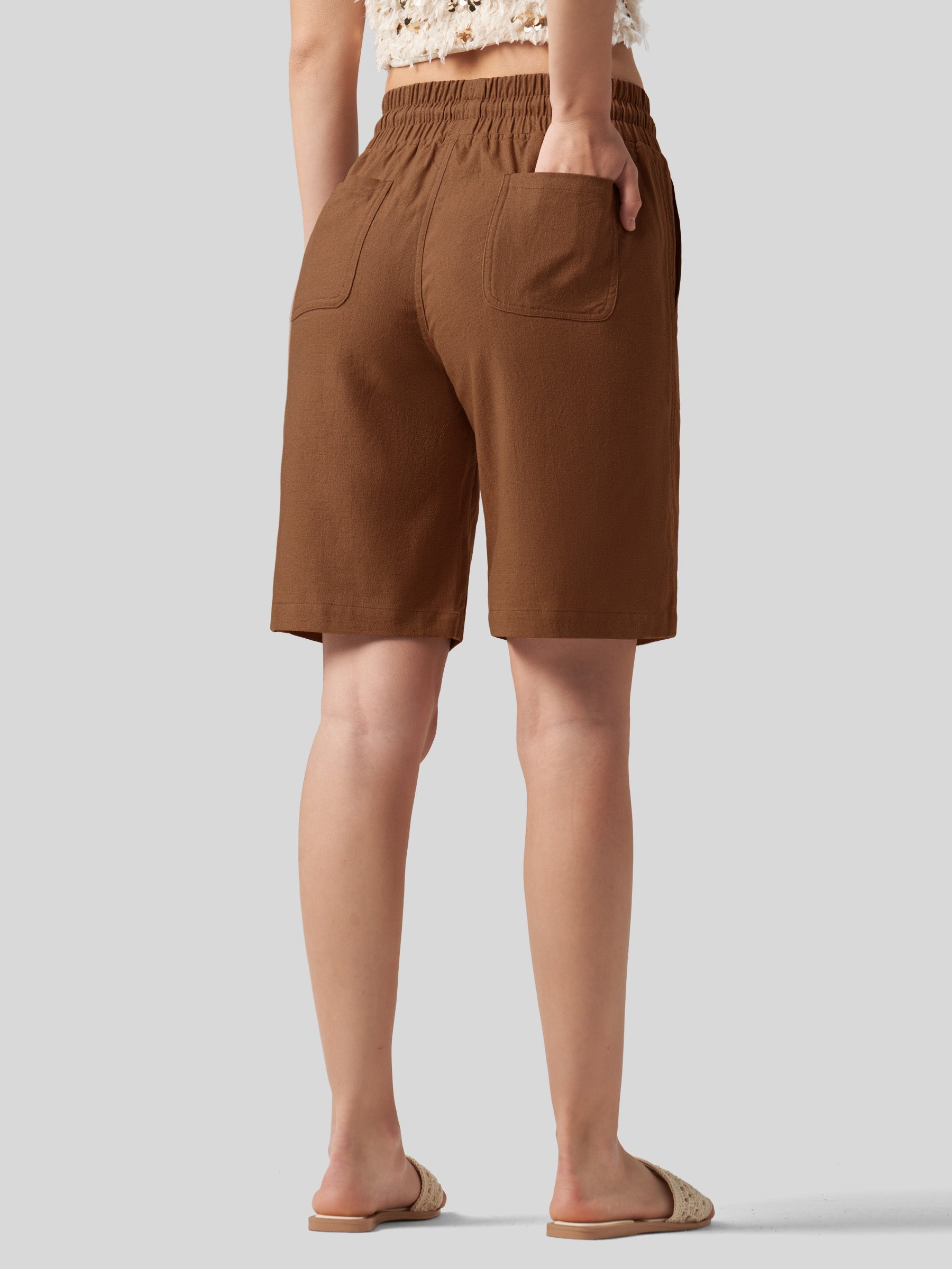 Women's Cotton Linen Easy Bermuda Shorts 10 Inch