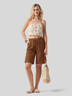 Women's Cotton Linen Easy Bermuda Shorts 10 Inch