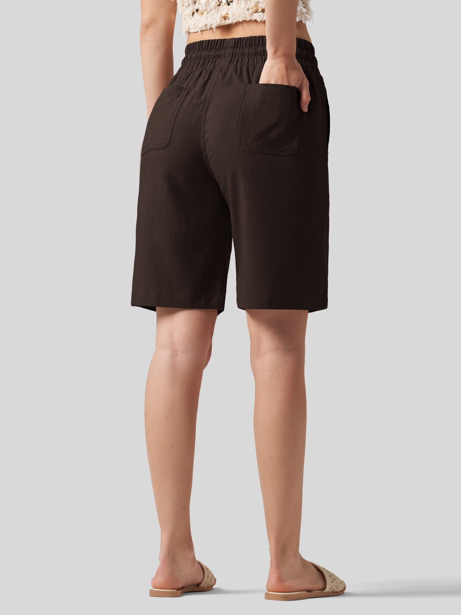 Women's Cotton Linen Easy Bermuda Shorts 10 Inch
