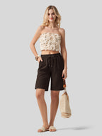 Women's Cotton Linen Easy Bermuda Shorts 10 Inch