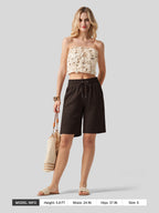 Women's Cotton Linen Easy Bermuda Shorts 10 Inch