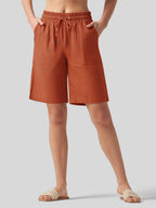 Women's Cotton Linen Easy Bermuda Shorts 10 Inch