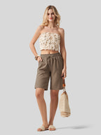Women's Cotton Linen Easy Bermuda Shorts 10 Inch