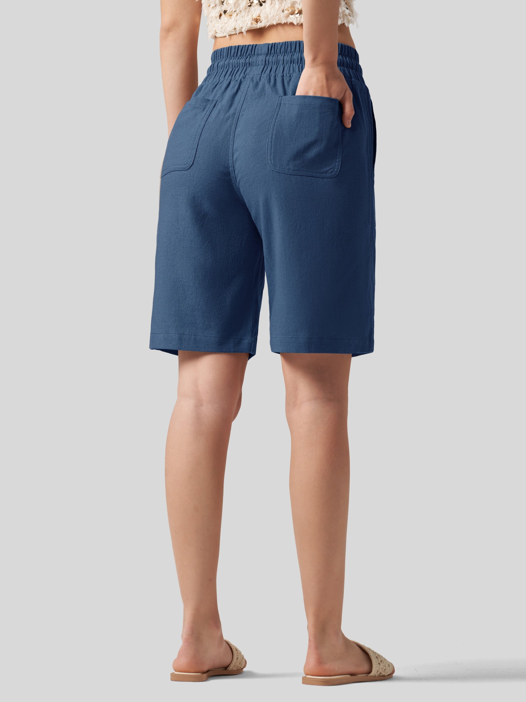 Women's Cotton Linen Easy Bermuda Shorts 10 Inch