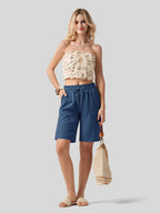 Women's Cotton Linen Easy Bermuda Shorts 10 Inch