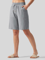 Women's Cotton Linen Easy Bermuda Shorts 10 Inch