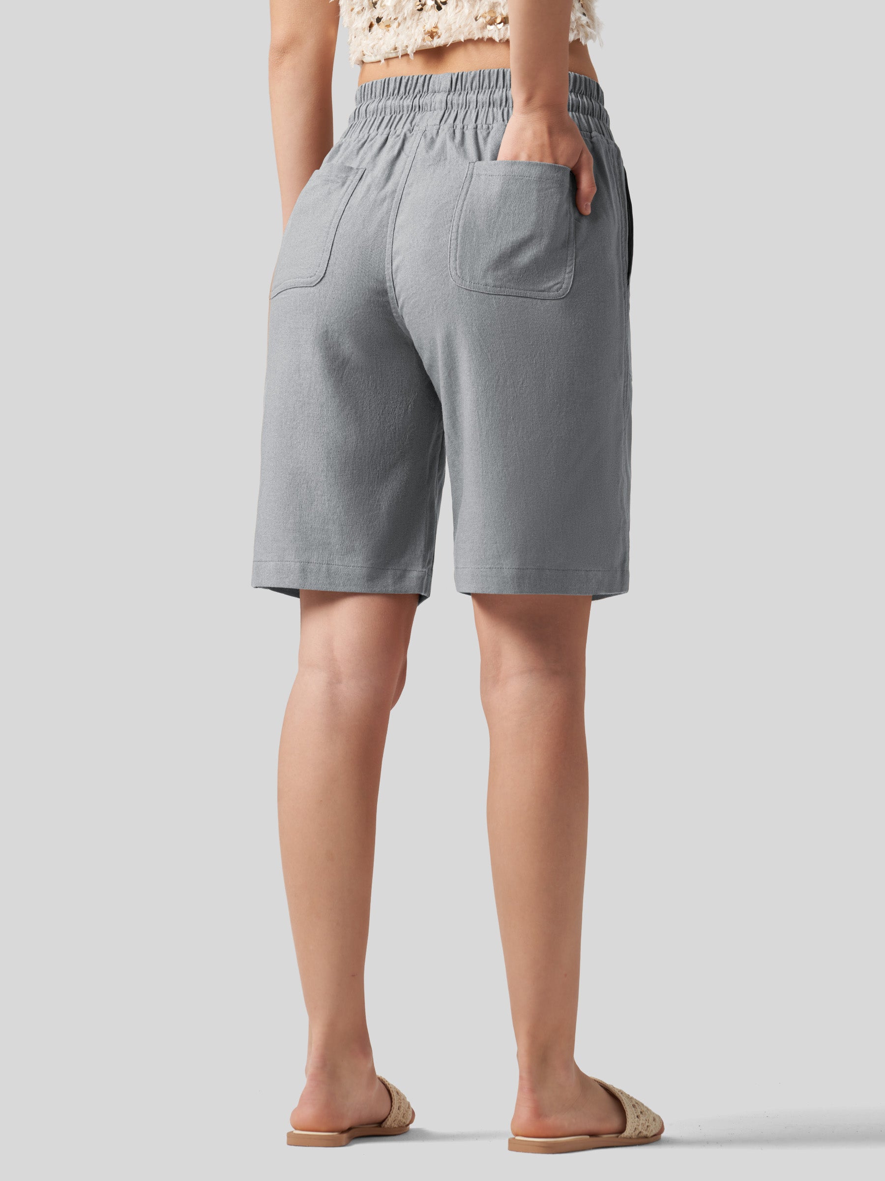 Women's Cotton Linen Easy Bermuda Shorts 10 Inch