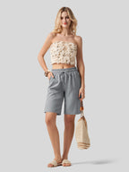 Women's Cotton Linen Easy Bermuda Shorts 10 Inch