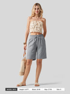 Women's Cotton Linen Easy Bermuda Shorts 10 Inch