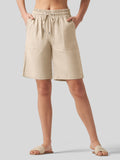 Women's Cotton Linen Easy Bermuda Shorts 10 Inch