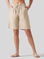Women's Cotton Linen Easy Bermuda Shorts 10 Inch