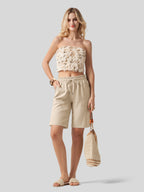Women's Cotton Linen Easy Bermuda Shorts 10 Inch
