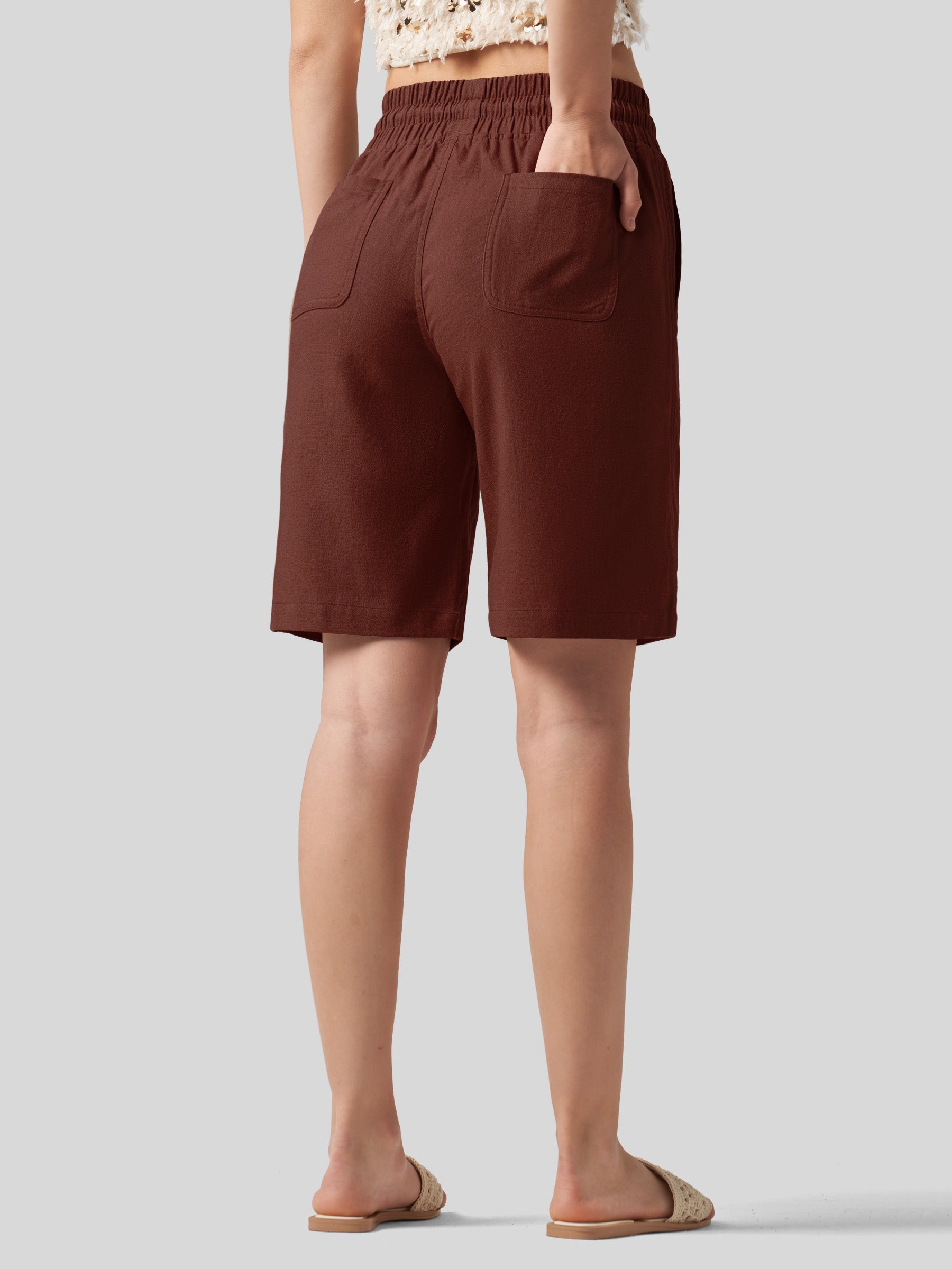 Women's Cotton Linen Easy Bermuda Shorts 10 Inch