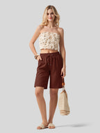 Women's Cotton Linen Easy Bermuda Shorts 10 Inch