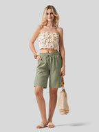 Women's Cotton Linen Easy Bermuda Shorts 10 Inch