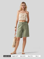 Women's Cotton Linen Easy Bermuda Shorts 10 Inch