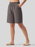 Women's Cotton Linen Easy Bermuda Shorts 10 Inch