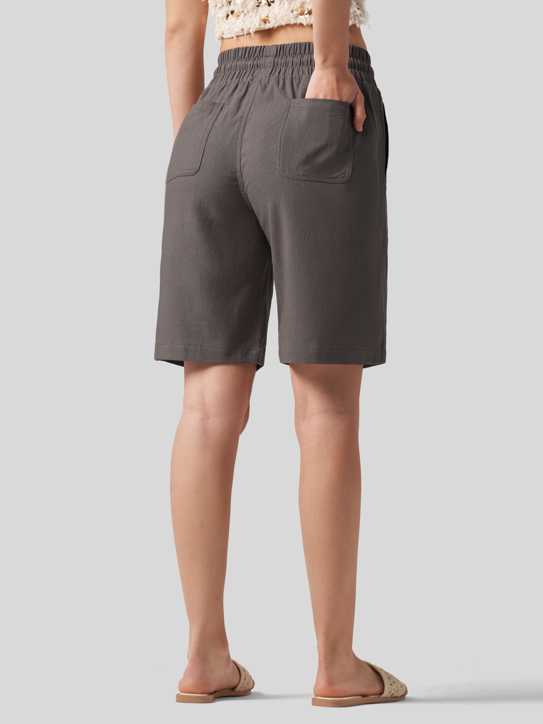 Women's Cotton Linen Easy Bermuda Shorts 10 Inch