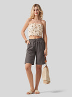 Women's Cotton Linen Easy Bermuda Shorts 10 Inch