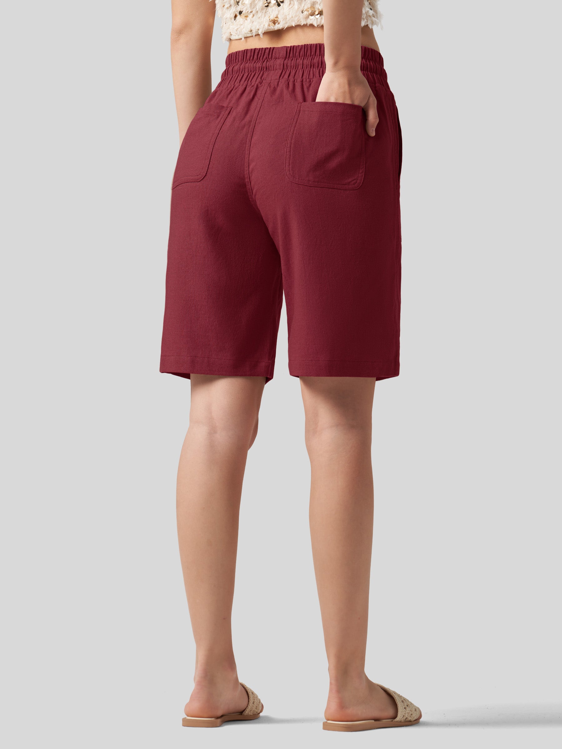 Women's Cotton Linen Easy Bermuda Shorts 10 Inch