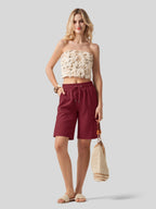 Women's Cotton Linen Easy Bermuda Shorts 10 Inch