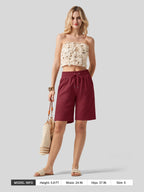 Women's Cotton Linen Easy Bermuda Shorts 10 Inch