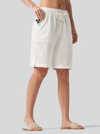 Women's Cotton Linen Easy Bermuda Shorts 10 Inch