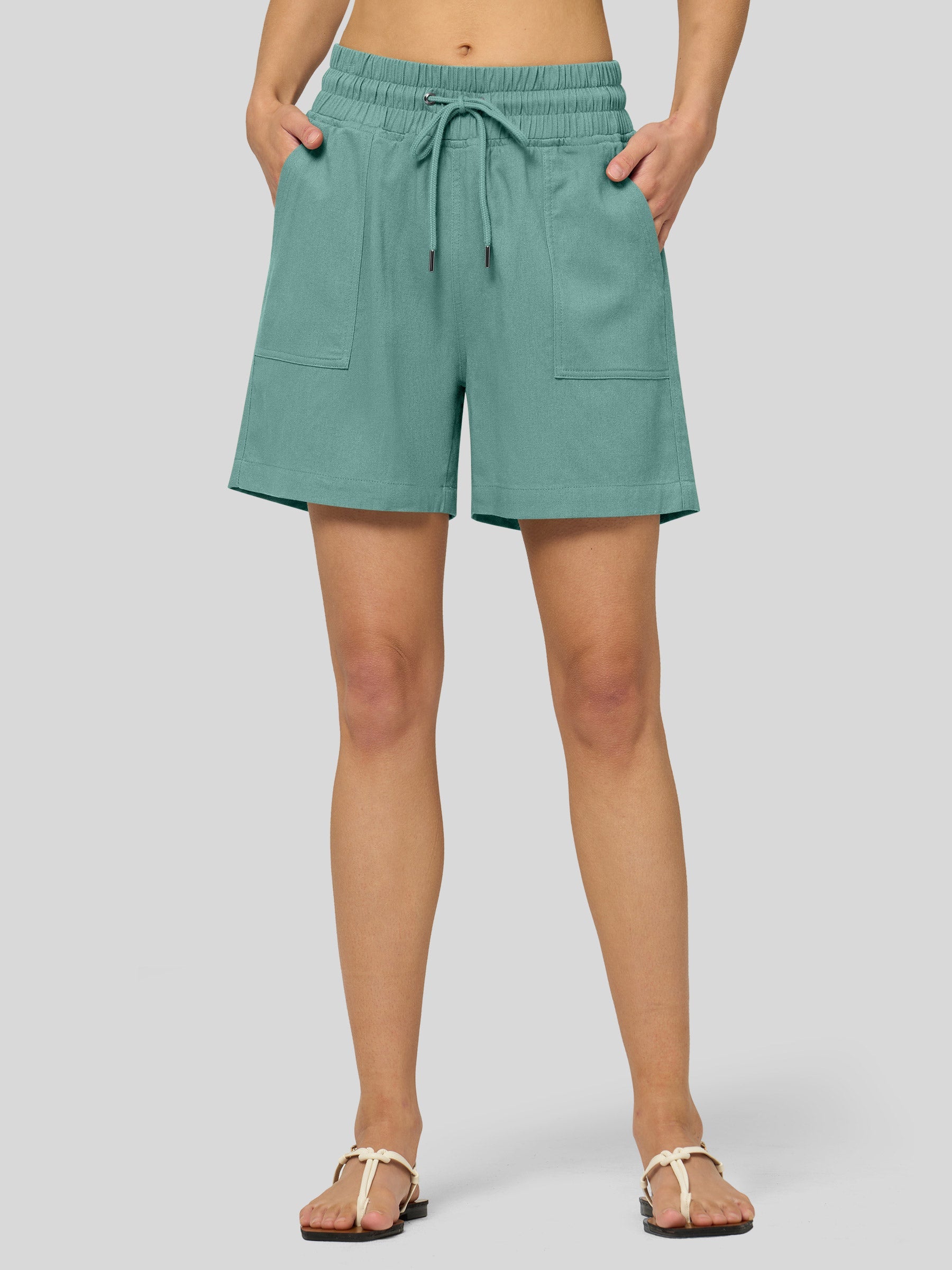 Women's Cotton Linen Easy Bermuda Shorts 5 Inch