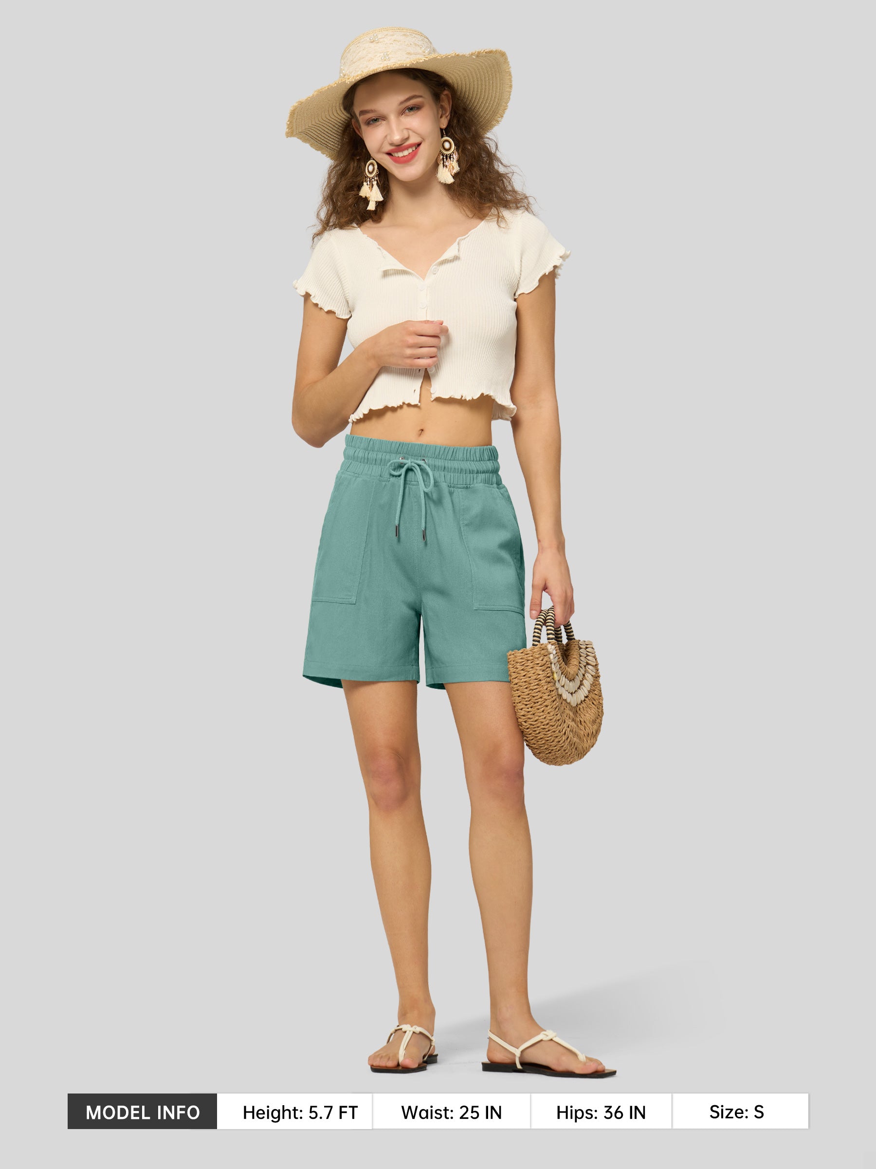 Women's Cotton Linen Easy Bermuda Shorts 5 Inch