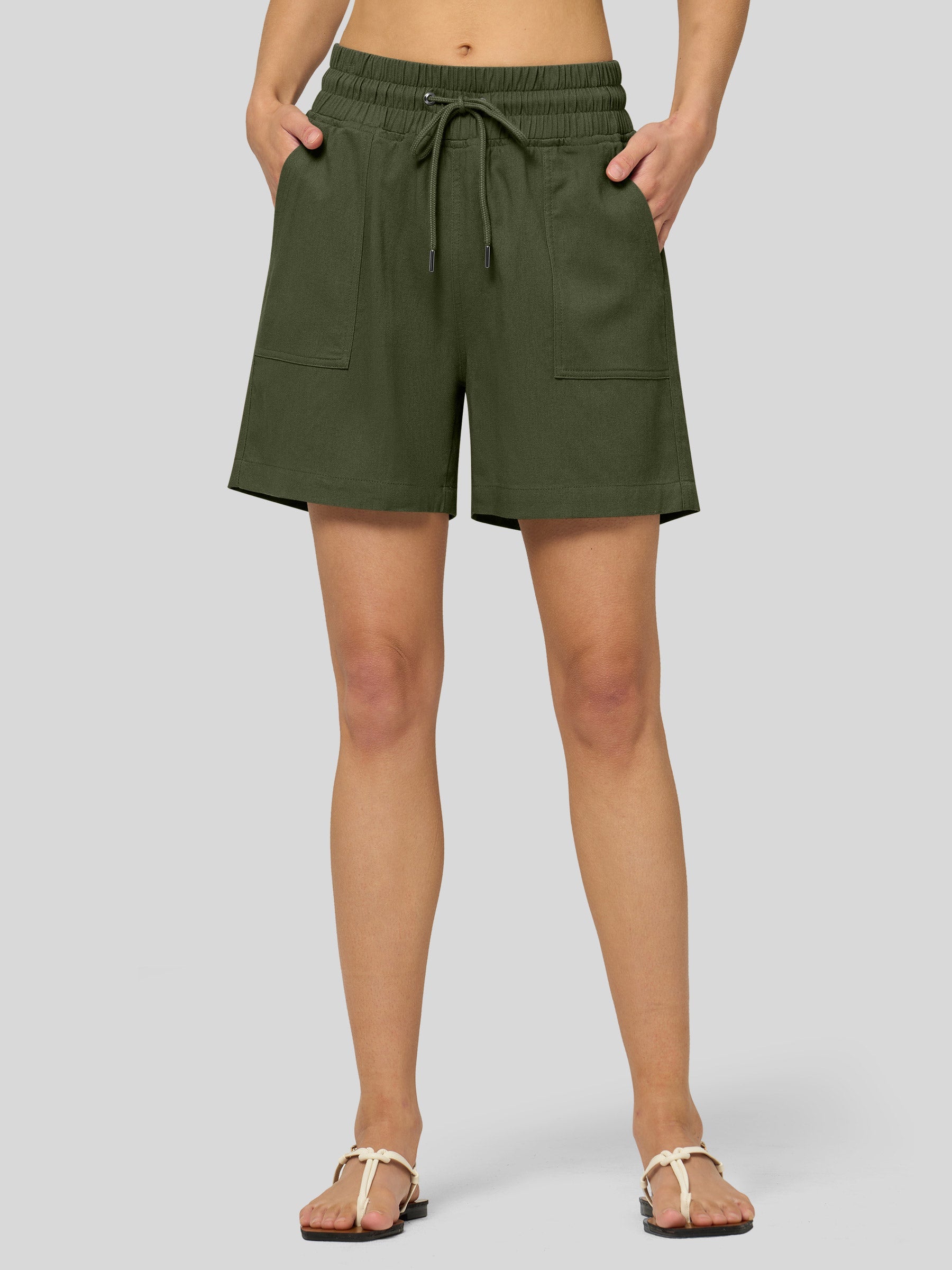 Women's Cotton Linen Easy Bermuda Shorts 5 Inch