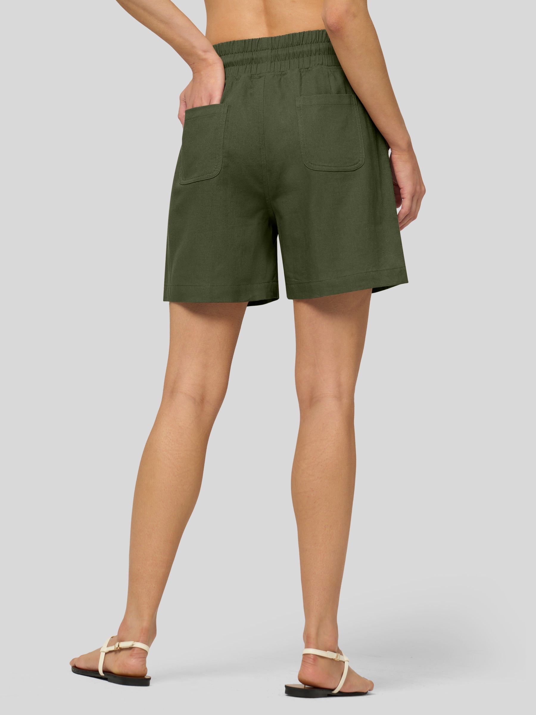 Women's Cotton Linen Easy Bermuda Shorts 5 Inch