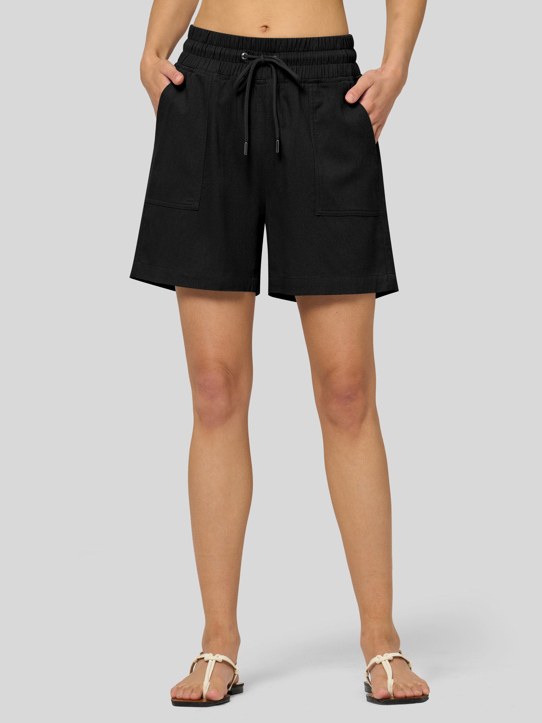 Women's Cotton Linen Easy Bermuda Shorts 5 Inch