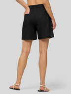 Women's Cotton Linen Easy Bermuda Shorts 5 Inch