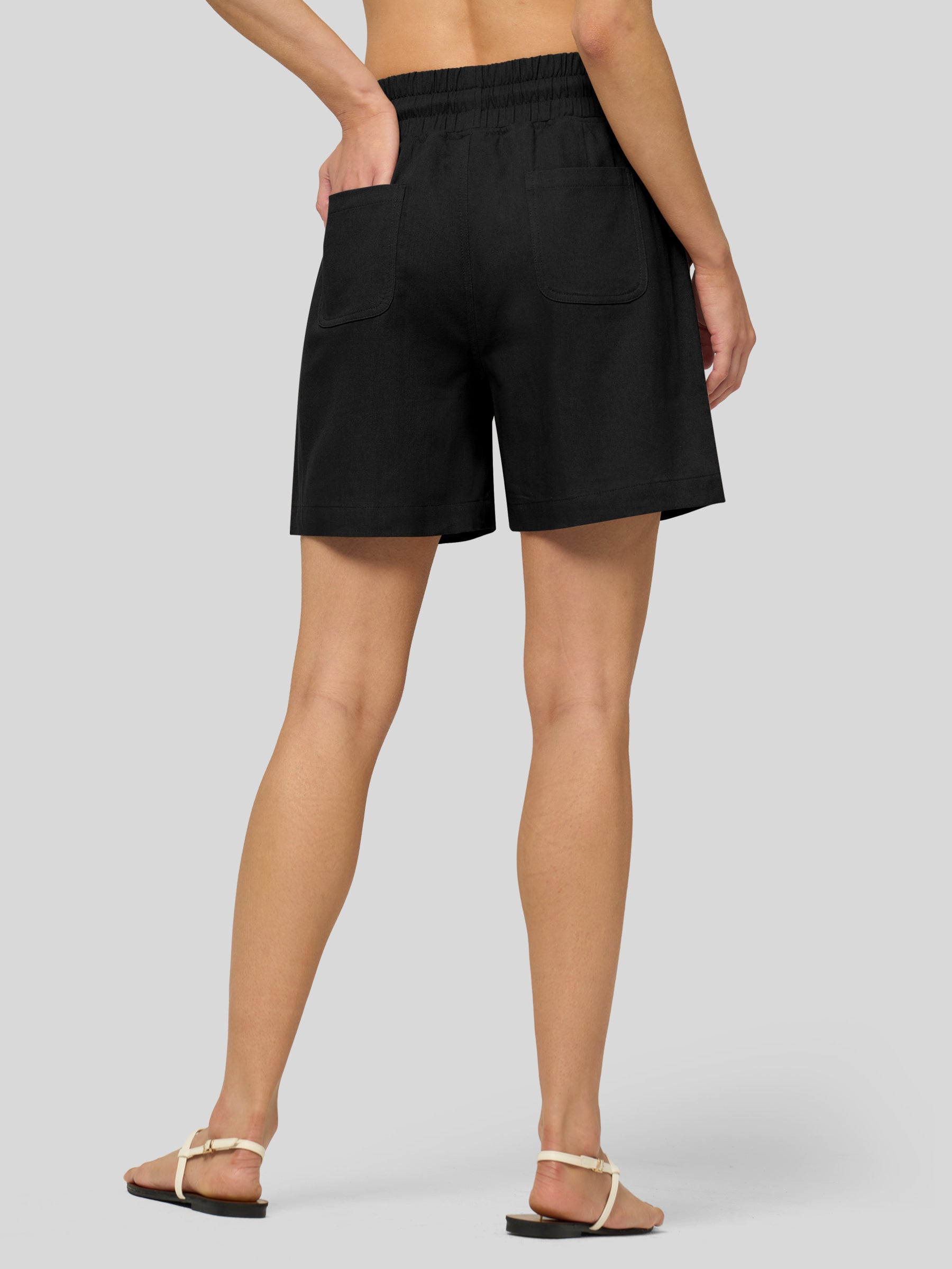 Women's Cotton Linen Easy Bermuda Shorts 5 Inch