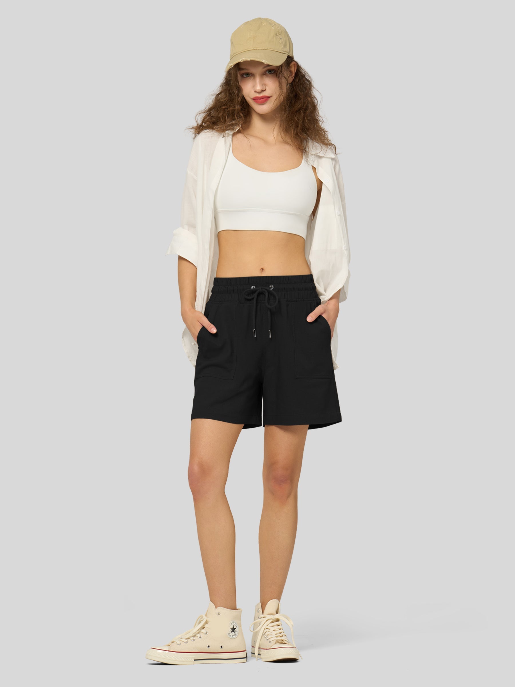Women's Cotton Linen Easy Bermuda Shorts 5 Inch