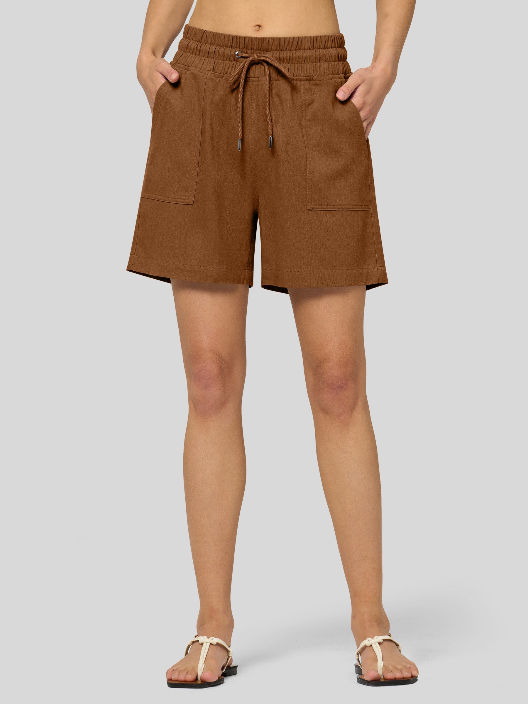 Women's Cotton Linen Easy Bermuda Shorts 5 Inch