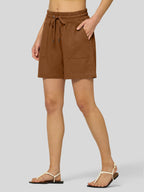 Women's Cotton Linen Easy Bermuda Shorts 5 Inch