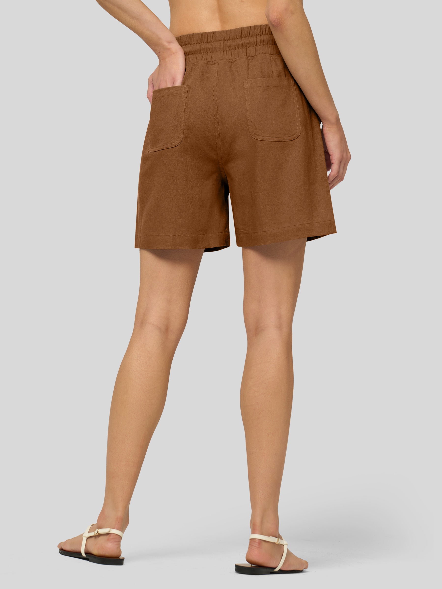 Women's Cotton Linen Easy Bermuda Shorts 5 Inch