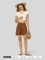 Women's Cotton Linen Easy Bermuda Shorts 5 Inch