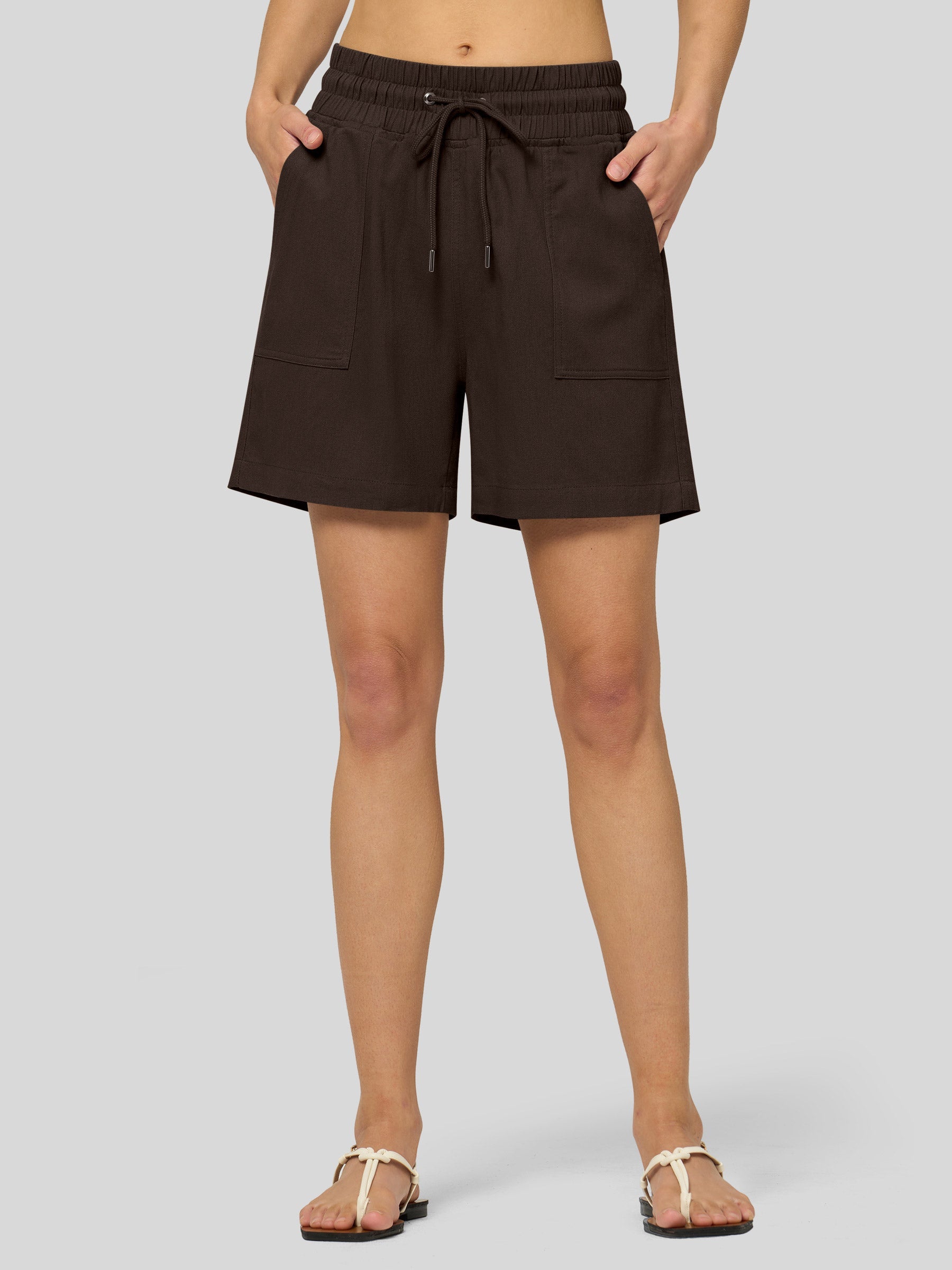 Women's Cotton Linen Easy Bermuda Shorts 5 Inch
