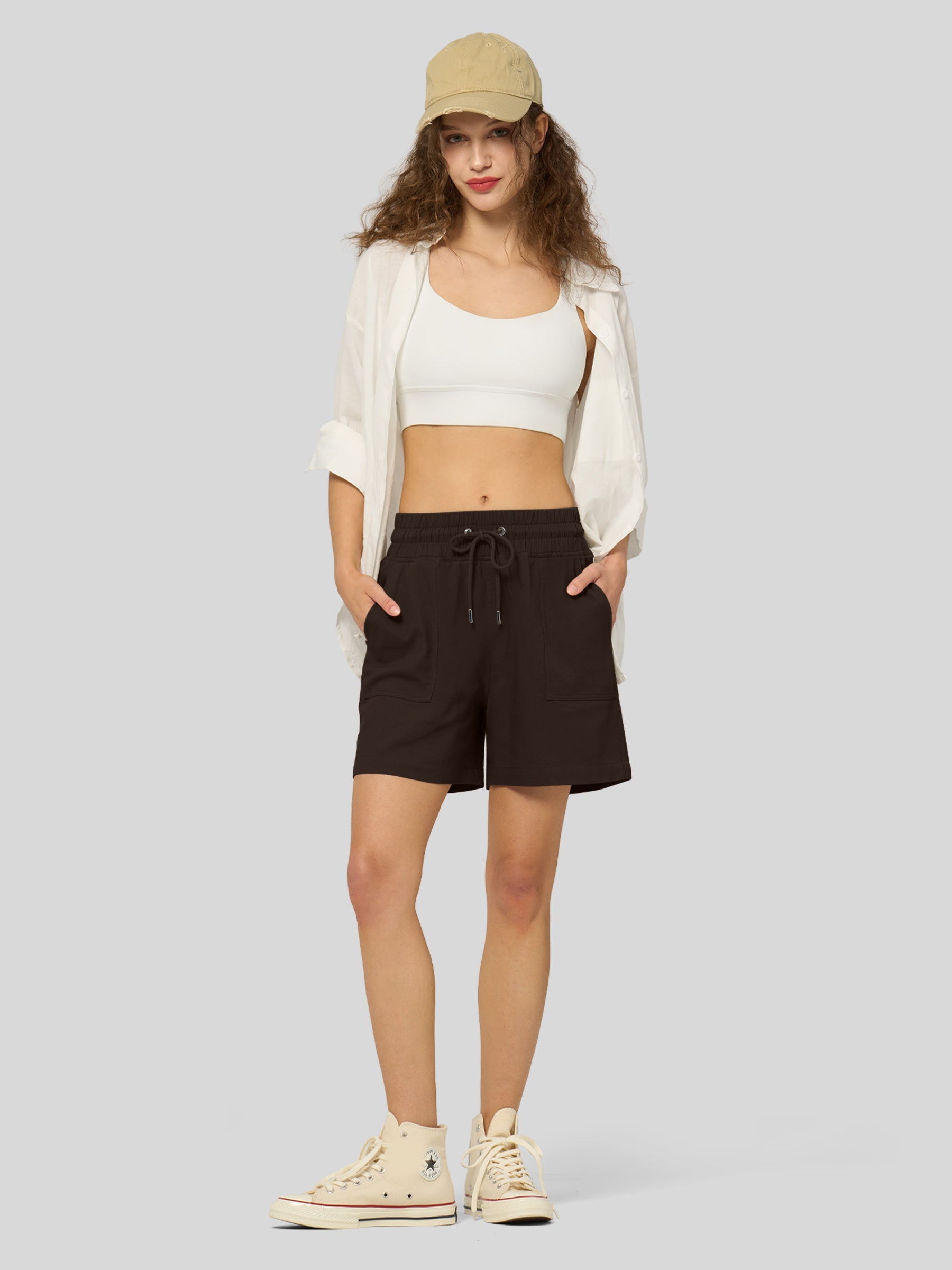 Women's Cotton Linen Easy Bermuda Shorts 5 Inch