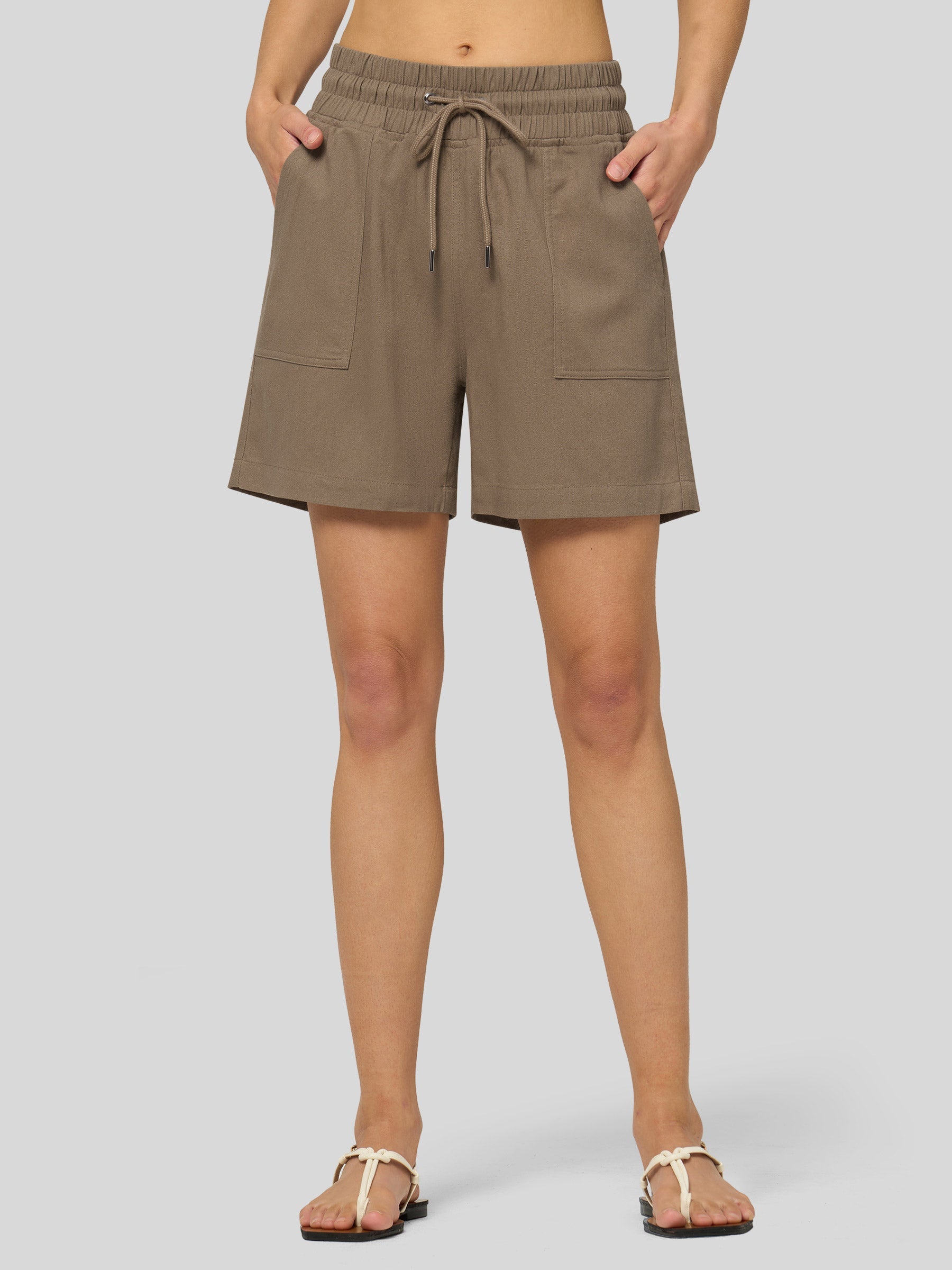 Women's Cotton Linen Easy Bermuda Shorts 5 Inch