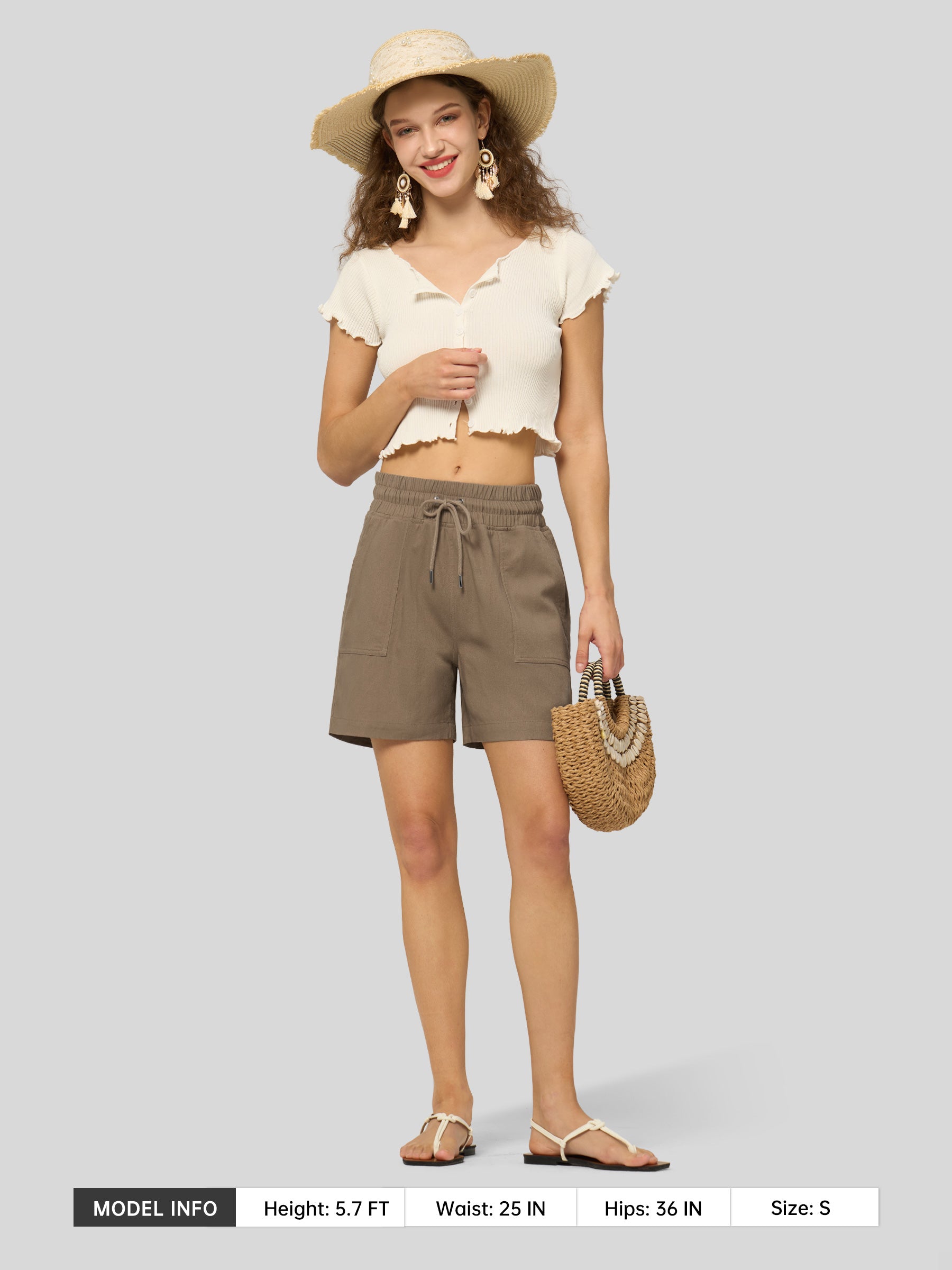 Women's Cotton Linen Easy Bermuda Shorts 5 Inch