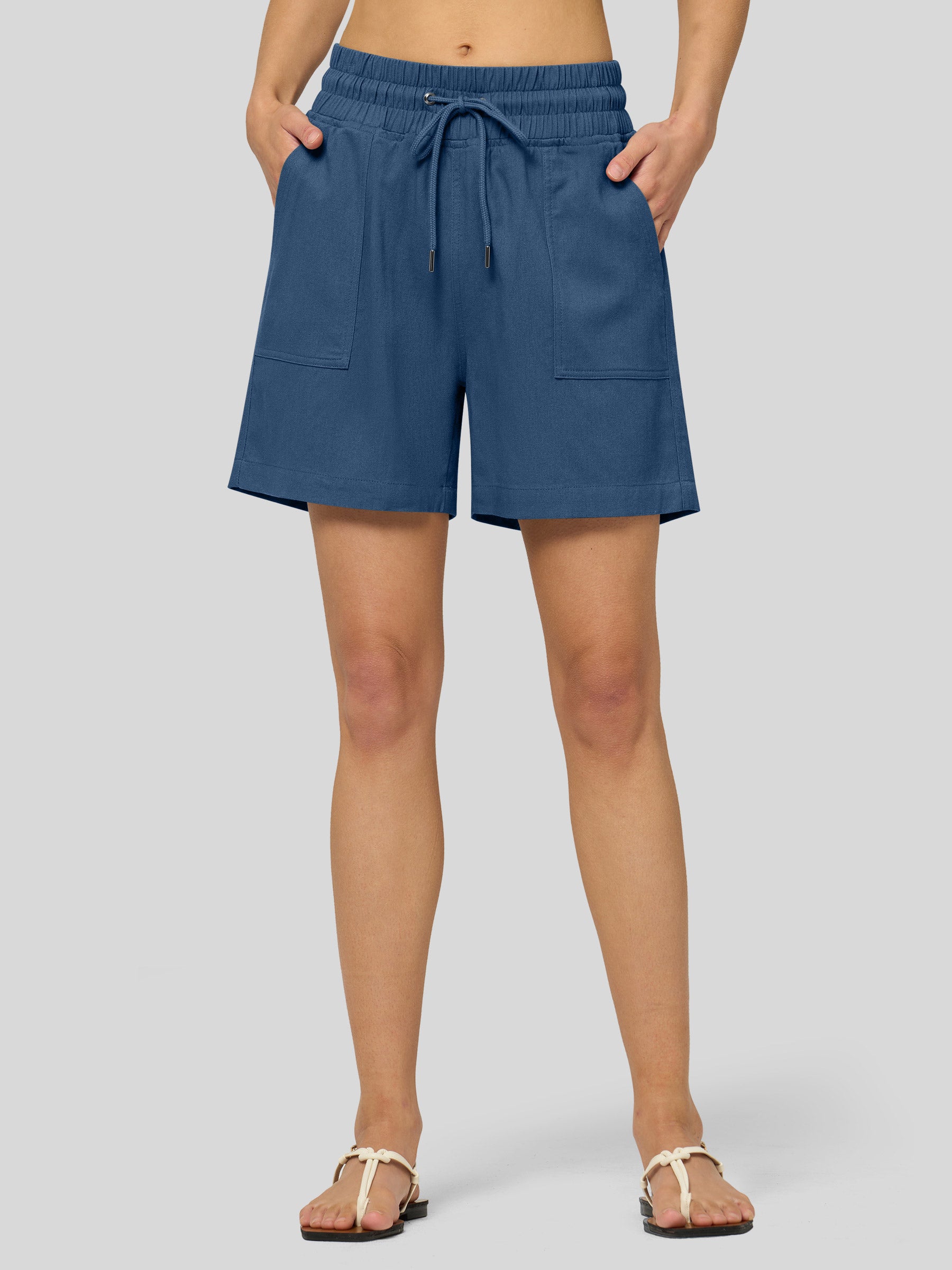 Women's Cotton Linen Easy Bermuda Shorts 5 Inch