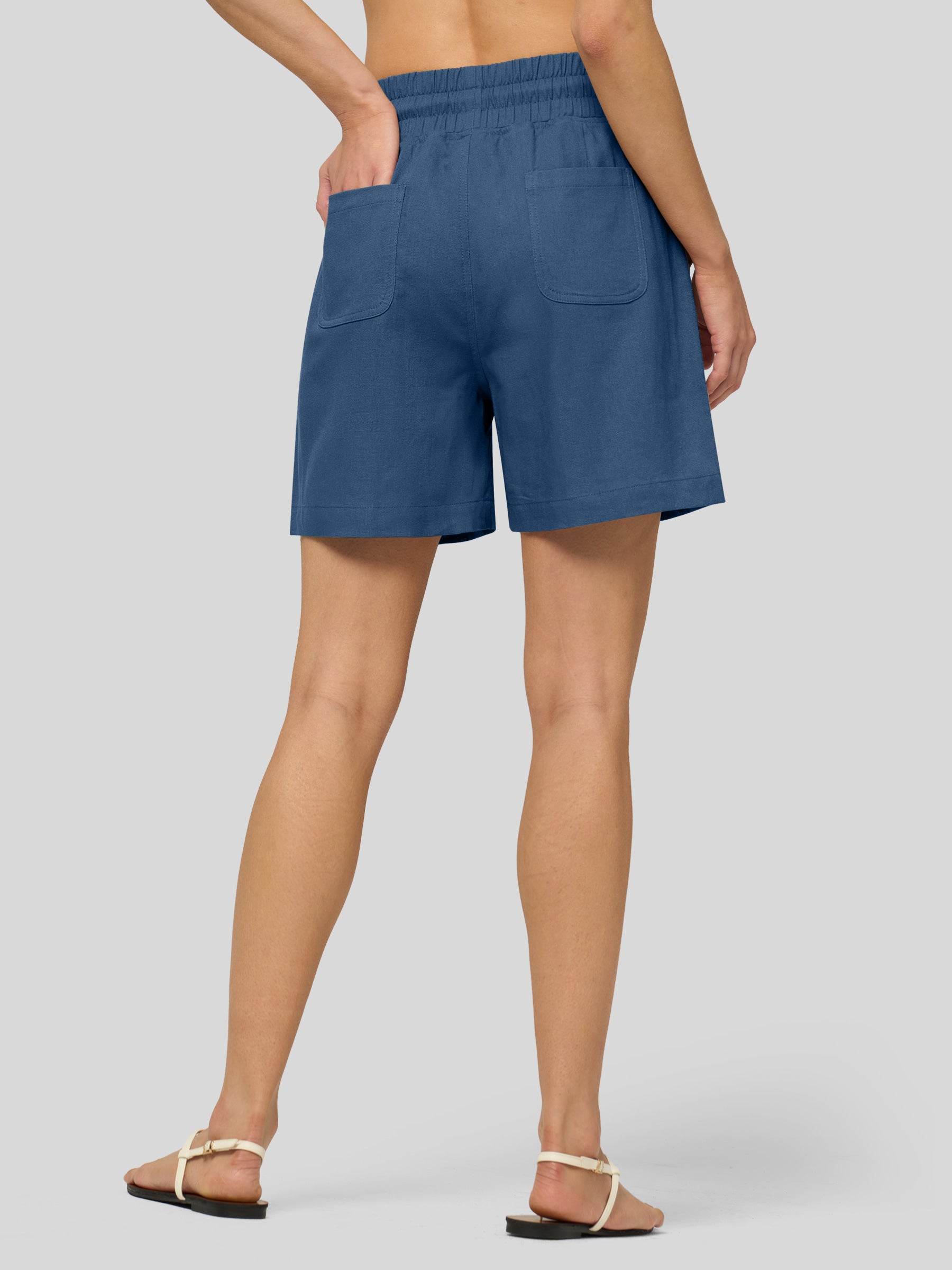 Women's Cotton Linen Easy Bermuda Shorts 5 Inch